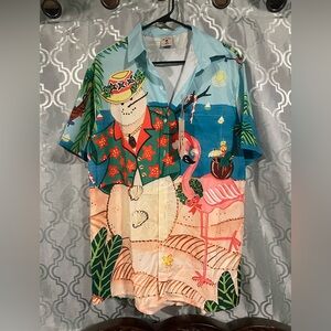 Aloha Hawaiian Shirt Tropical Snowman Christmas, Men’s M, NWT